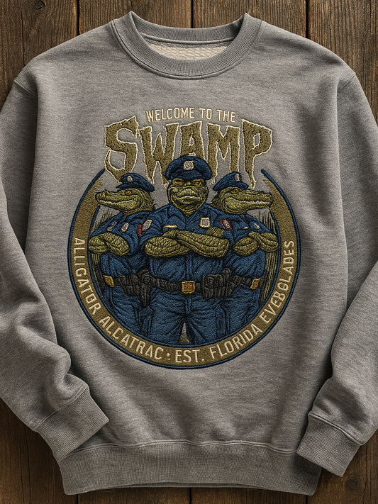Vintage Alligator Alcatraz Fun Florida Everglades Art Print Casual Sweatshirt