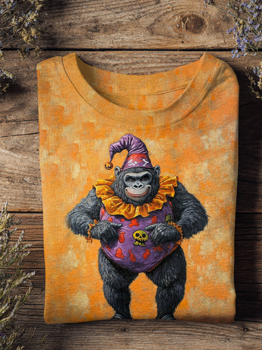 Halloween Funny Orangutan Art Illustration Printing Casual Short Sleeve T-Shirt