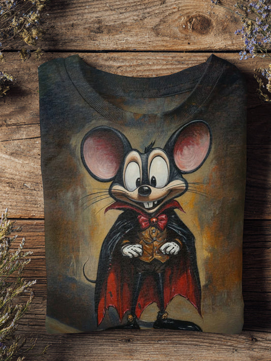 Halloween Funny Mouse Art Illustration Printing Casual Short Sleeve T-Shirt