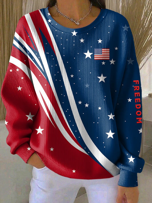 🔥Buy 3 Get 10% Off🔥Women's Casual Freedom Flag Contrast Sweatshirt