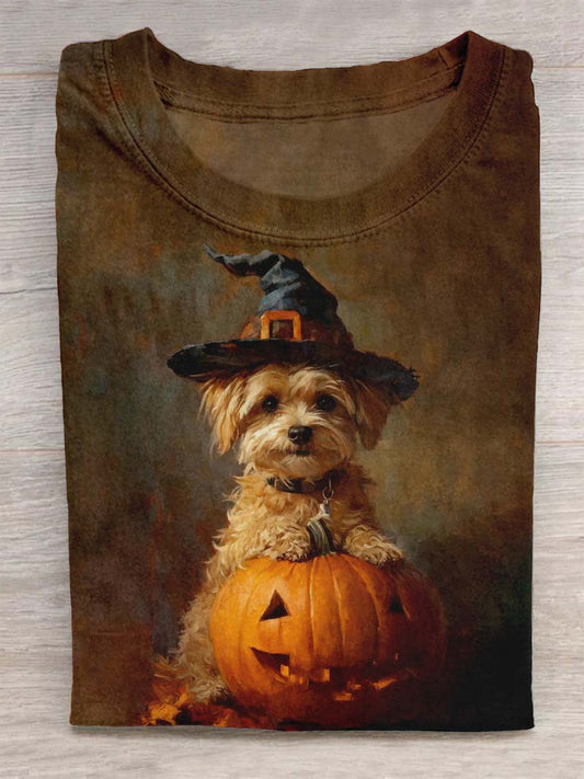 Halloween Art Cute Dog Print Design T-shirt