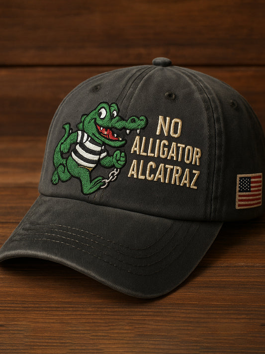 Vintage Alligator Alcatraz Fun Florida Everglades Art Casual Print Hat