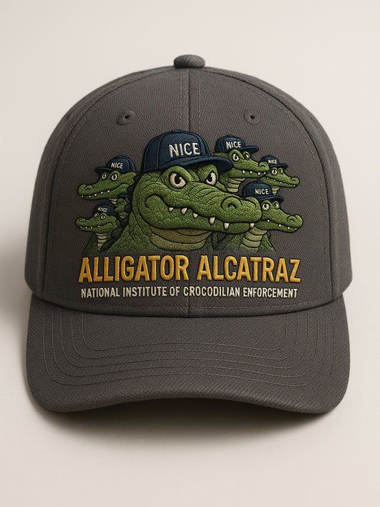 Retro Alligator Alcatraz Funny Florida Everglades Art Casual Prints Cap