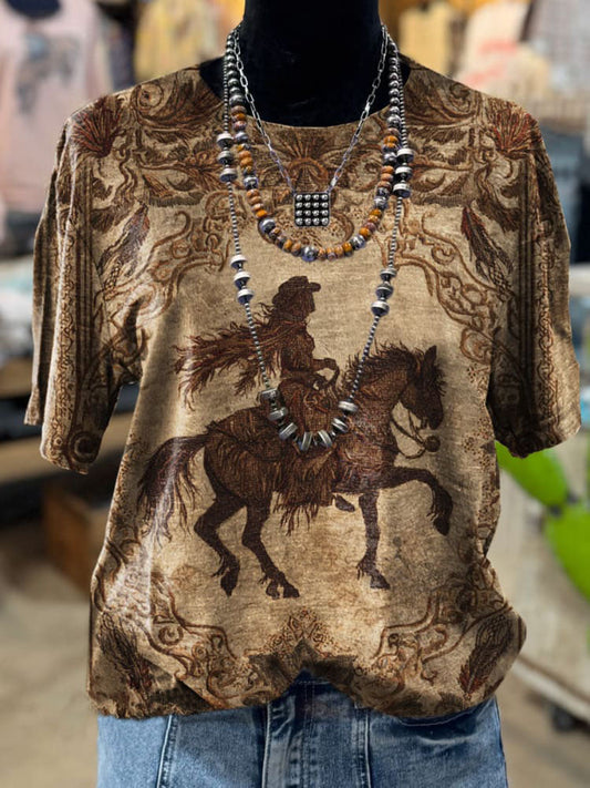 Cowgirl Print Casual T-shirt