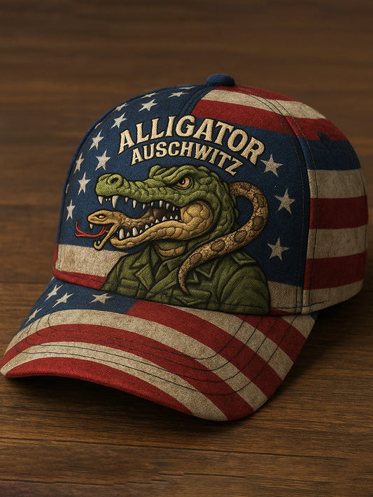 Vintage Alligator Auschwitz Fun Florida Everglades Art Casual Print Hat