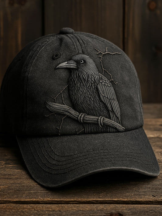 Crow on Branch Art Print Baseball Cap