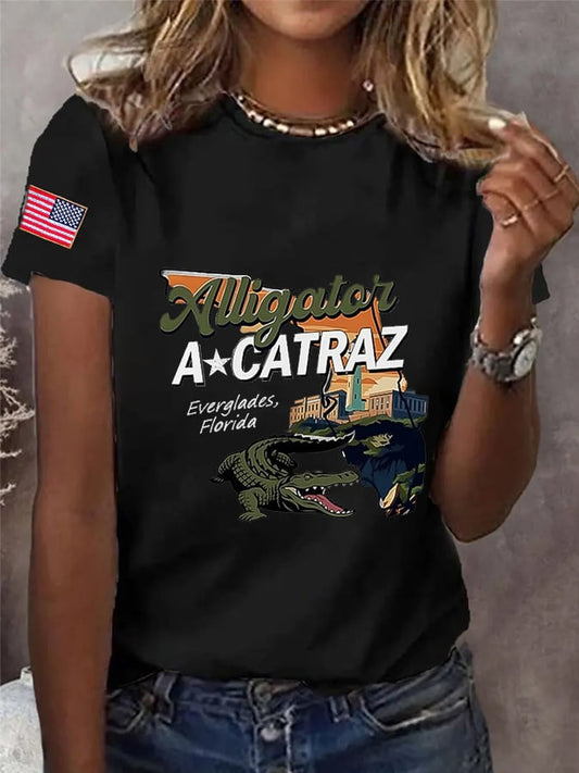 Women's Alligator Alcatraz Print T-shirt