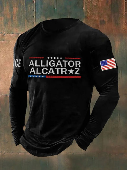 Men's Alligator Alcatraz Print Casual T-Shirt