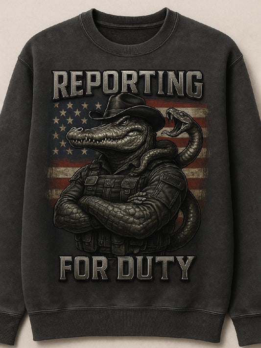 Vintage Alligator Alcatraz Fun Florida Everglades Art Print Casual Sweatshirt