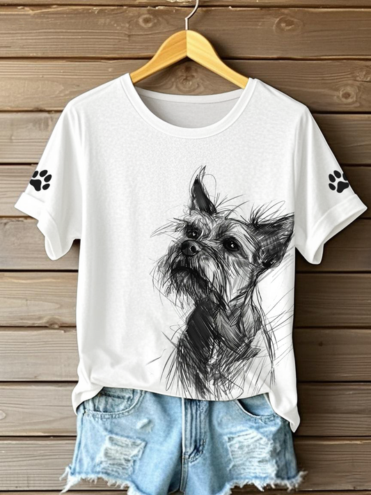 Women's Material Puppy Print T-shirts