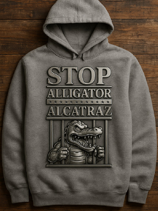 Vintage Alligator Alcatraz Fun Florida Everglades Art Print Casual Hoodie