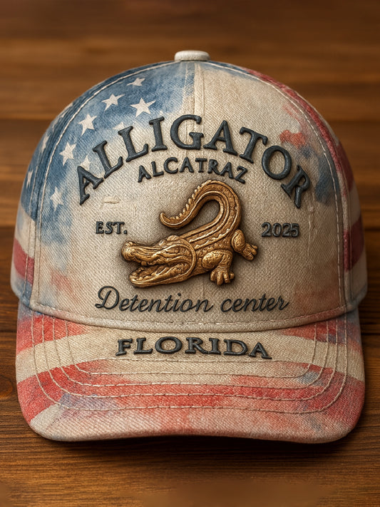 Alligator Alcatraz Fun Florida Everglades Art Casual Print Hat