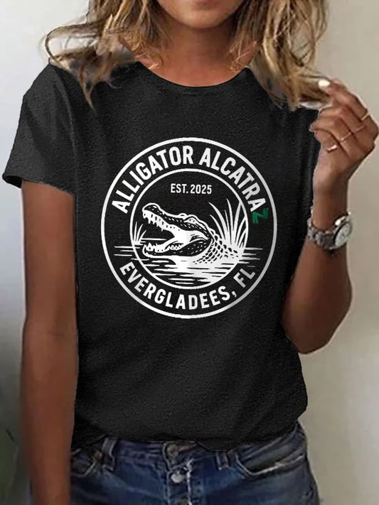 Women's Alligator Alcatraz Print T-shirt