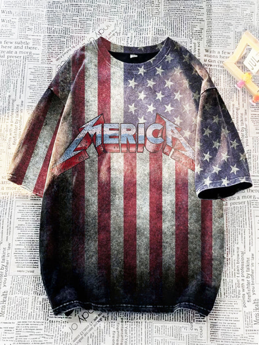 Unisex Independence Day Art Illustration Crew Neck Casual T-shirt
