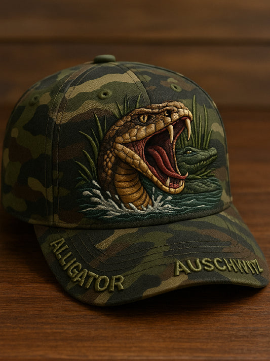 Vintage Alligator Auschwitz Fun Florida Everglades Art Casual Print Hat