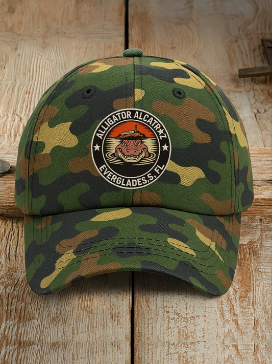 Alligator Alcatraz Funny Florida Everglades Dark Humor Printed Baseball Cap