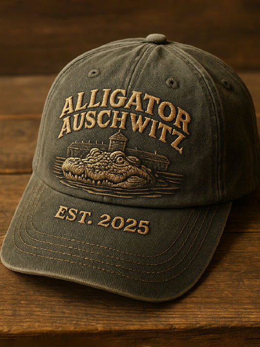 Vintage Alligator Auschwitz Fun Florida Everglades Art Casual Print Hat