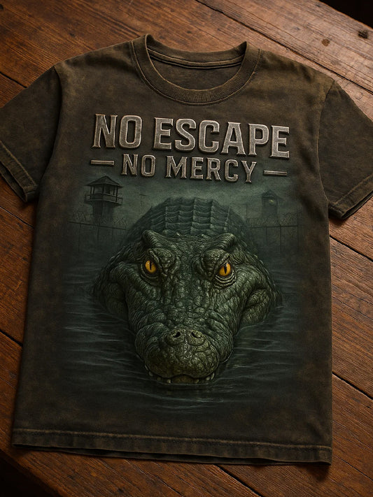 Vintage Alligator Alcatraz Fun Florida Everglades Art Print Casual Short Sleeve T-Shirt