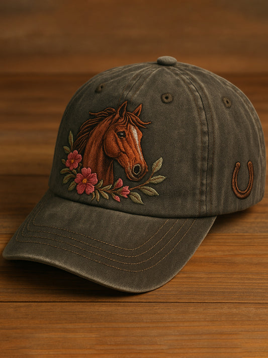 Vintage Horse Art Casual Print Hat