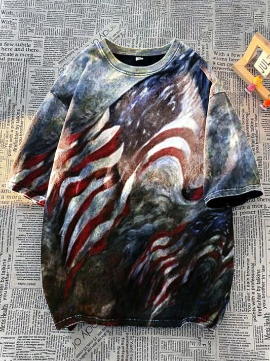 Unisex Independence Day Art Illustration Crew Neck Casual T-shirt