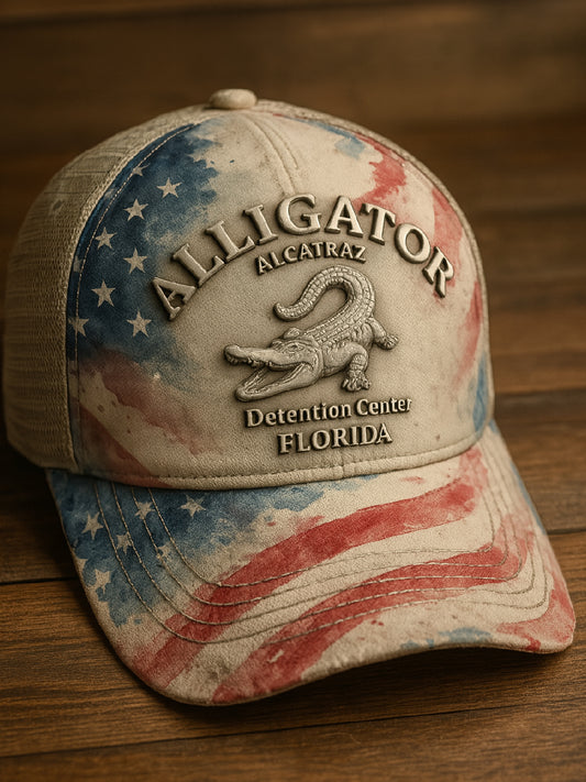 Alligator Alcatraz Fun Florida Everglades Art Casual Print Hat