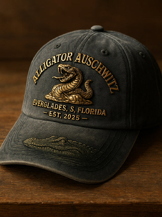Vintage Alligator Alcatraz Fun Florida Everglades Art Casual Print Hat