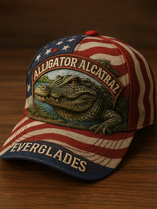 Alligator Alcatraz Fun Florida Everglades Art Casual Print Hat
