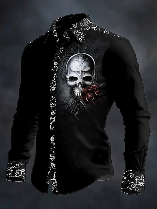 Men's Vintage Skull Long Sleeve Shirt