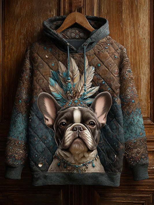 Ethnic Style Retro Dog Print Art Casual Hoodie