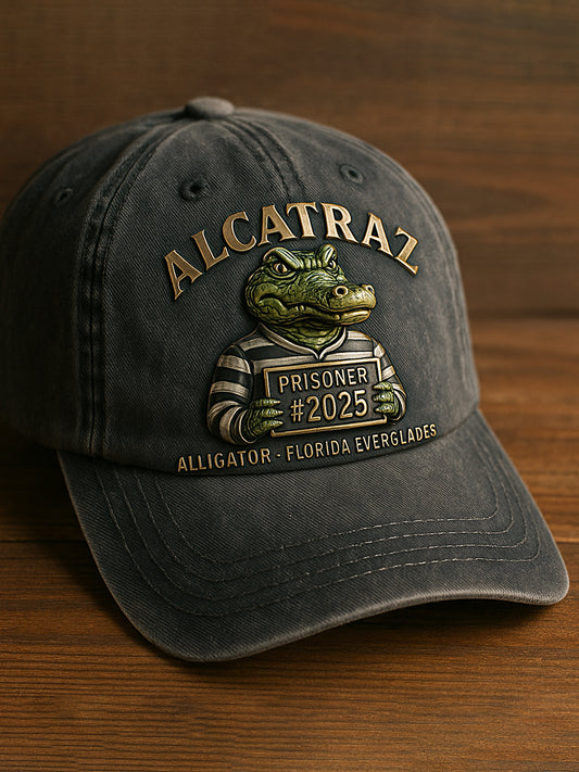 Vintage Alligator Alcatraz Fun Florida Everglades Art Casual Print Hat