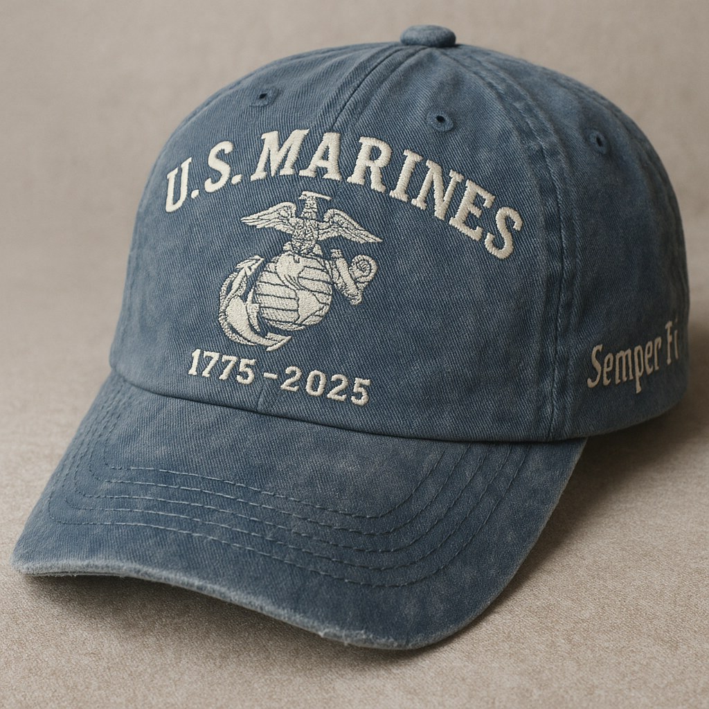 U.S. Marines 250th Anniversary Cap (Washed Vintage Blue)