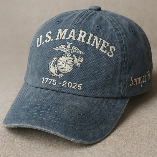 U.S. Marines 250th Anniversary Cap (Washed Vintage Blue)