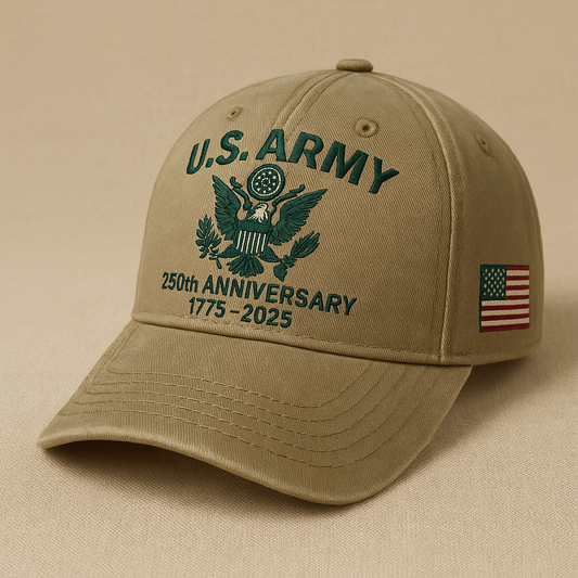 U.S. Army 250th Anniversary Cap (Khaki Green Stitch)