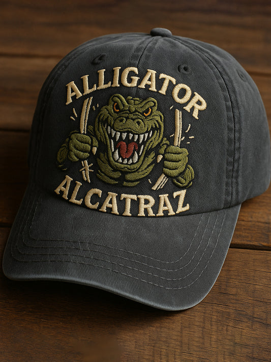Retro Alligator Alcatraz Funny Florida Everglades Art Casual Prints Cap