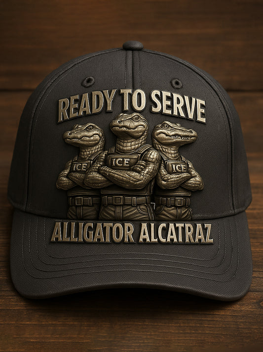 Vintage Alligator Alcatraz Fun Florida Everglades Art Casual Print Hat