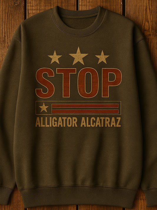 Vintage Alligator Alcatraz Fun Florida Everglades Art Print Casual Sweatshirt