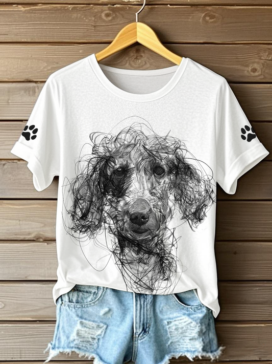 Women's Sketch Poodle print T-shirts