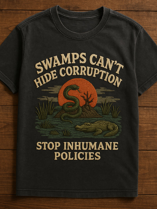 Vintage Alligator Alcatraz Fun Florida Everglades Art Print Casual T-Shirt