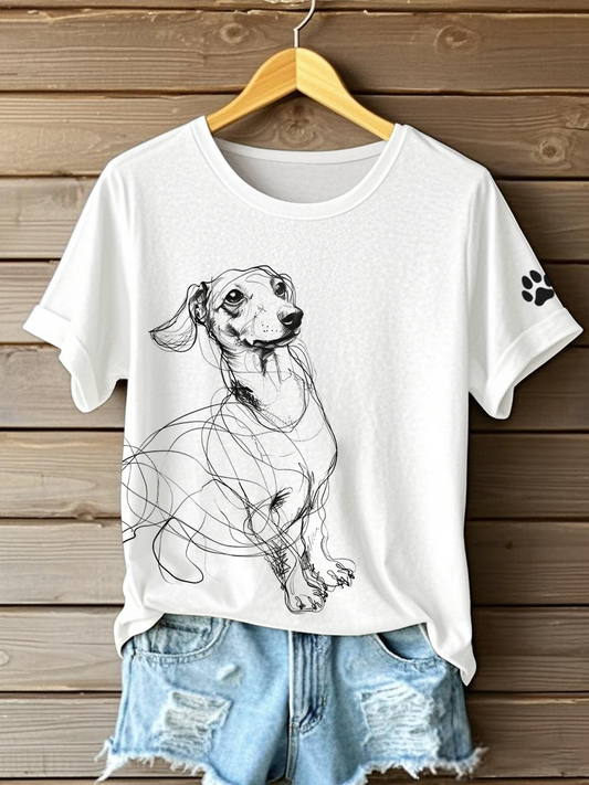 Women's Sketch Dachshund print T-shirts