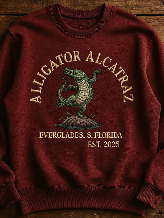 Vintage Alligator Alcatraz Fun Florida Everglades Art Print Casual Sweatshirt