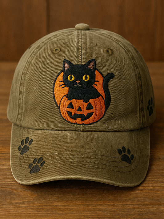 Black Cat Art Print Baseball Cap