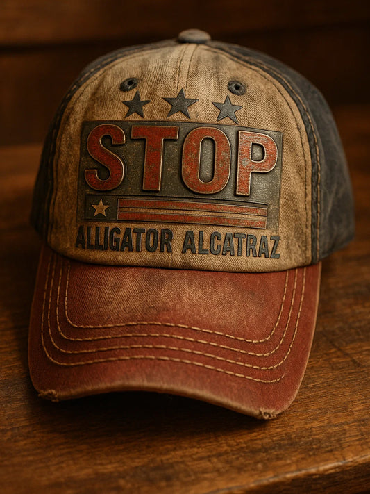 Retro Alligator Alcatraz Funny Florida Everglades Art Casual Prints Cap