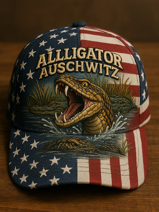 Vintage Alligator Auschwitz Fun Florida Everglades Art Casual Print Hat