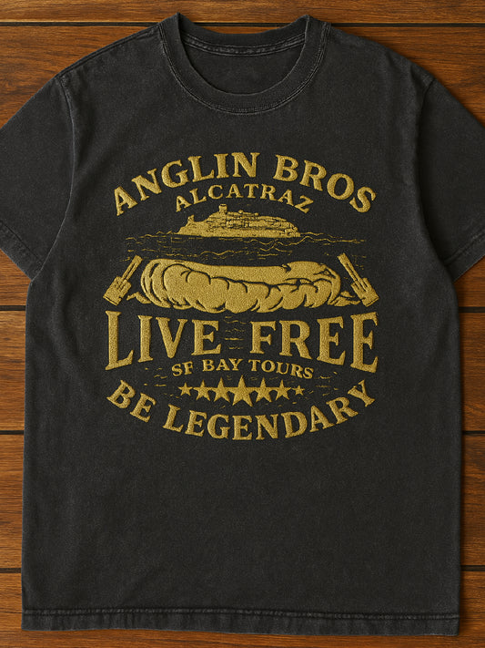 Vintage Alligator Alcatraz Fun Florida Everglades Art Print Casual T-Shirt