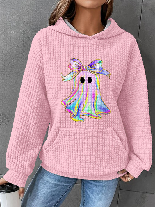 Halloween Art Waffle Print Casual Sweatshirt