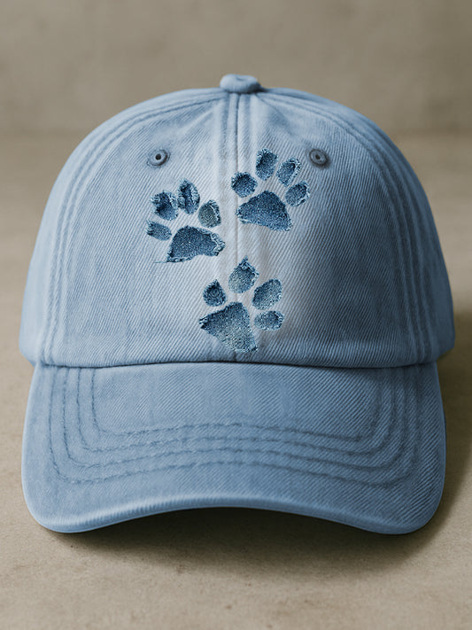 Denim Paw Art Print Baseball Cap