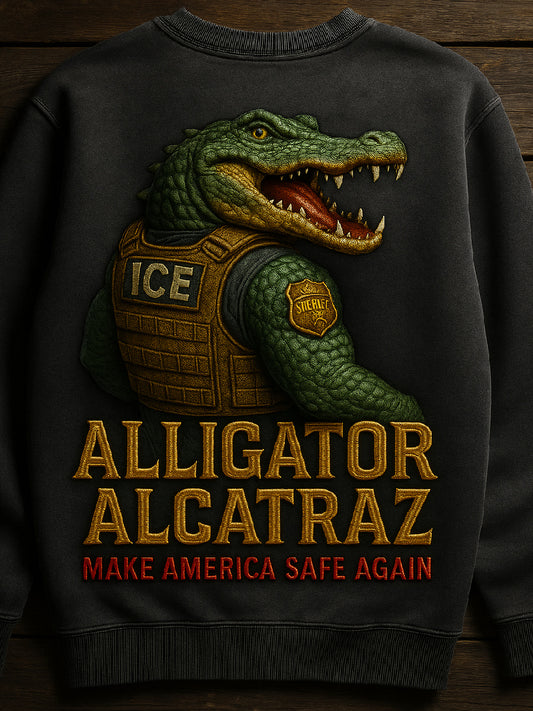 Vintage Alligator Alcatraz Fun Florida Everglades Art Print Casual Sweatshirt