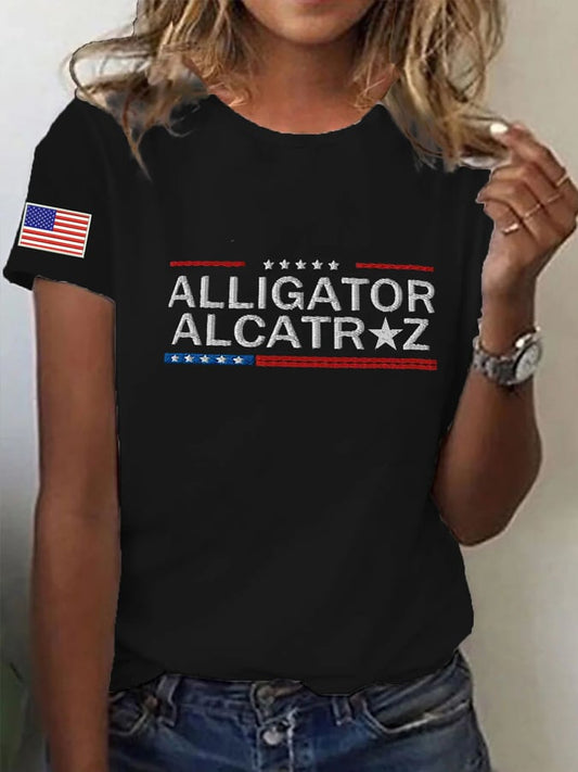 Women's Alligator Alcatraz Print T-shirt