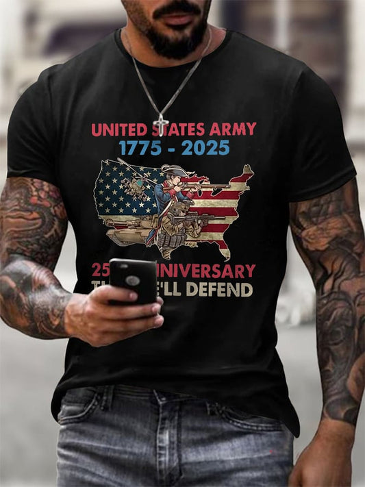 Men's Retro United States Army 1775 - 2025 250th Anniversary This We'll Defend Print T-Shirt