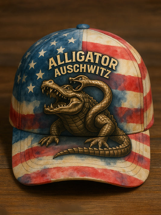 Vintage Alligator Auschwitz Fun Florida Everglades Art Casual Print Hat